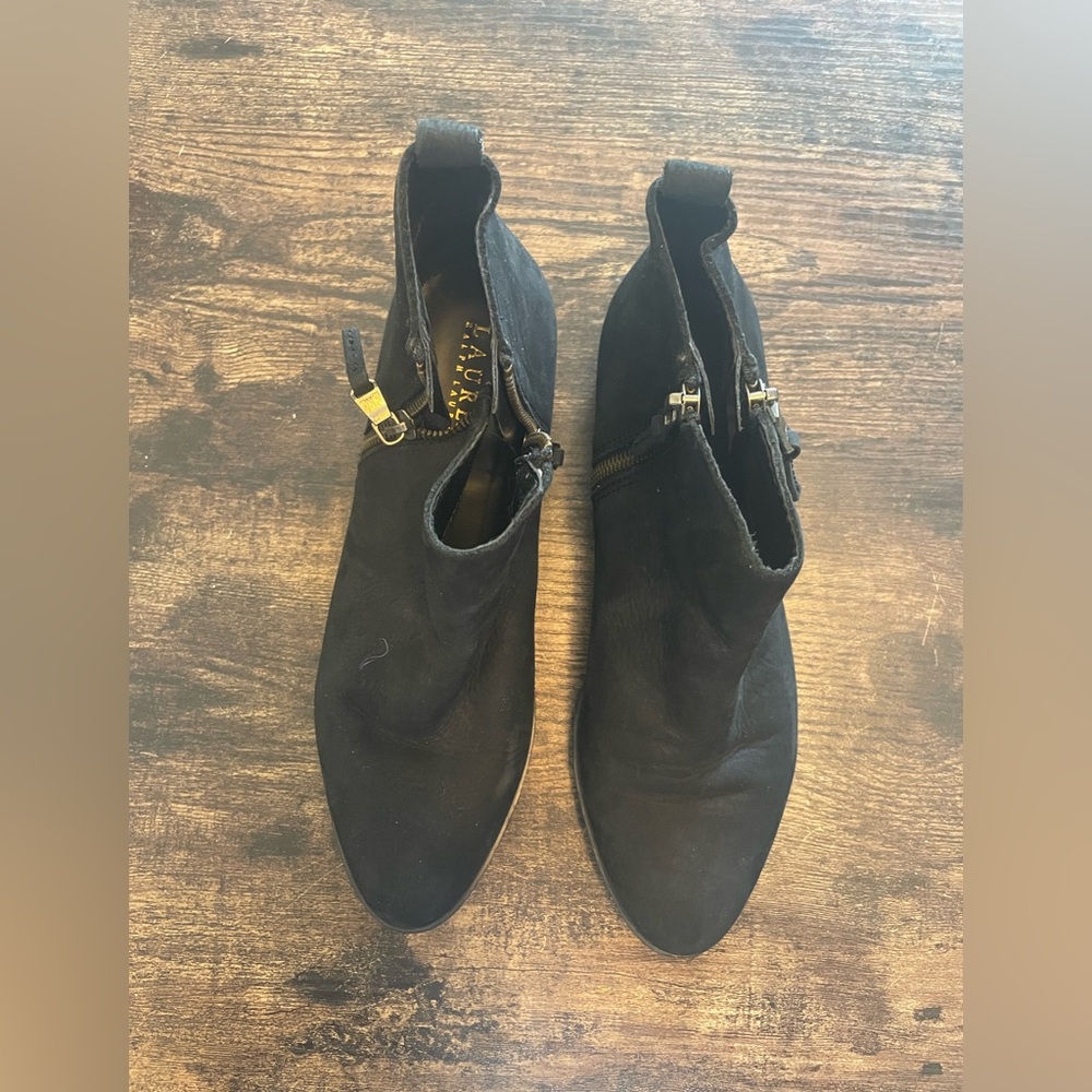Ralph Lauren Black Suede Ankle Boots with Zio